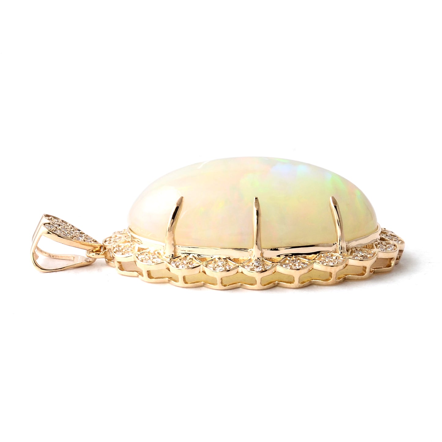17.33 Ct Oval Cabochon Natural Opal 14K Gold Pendant