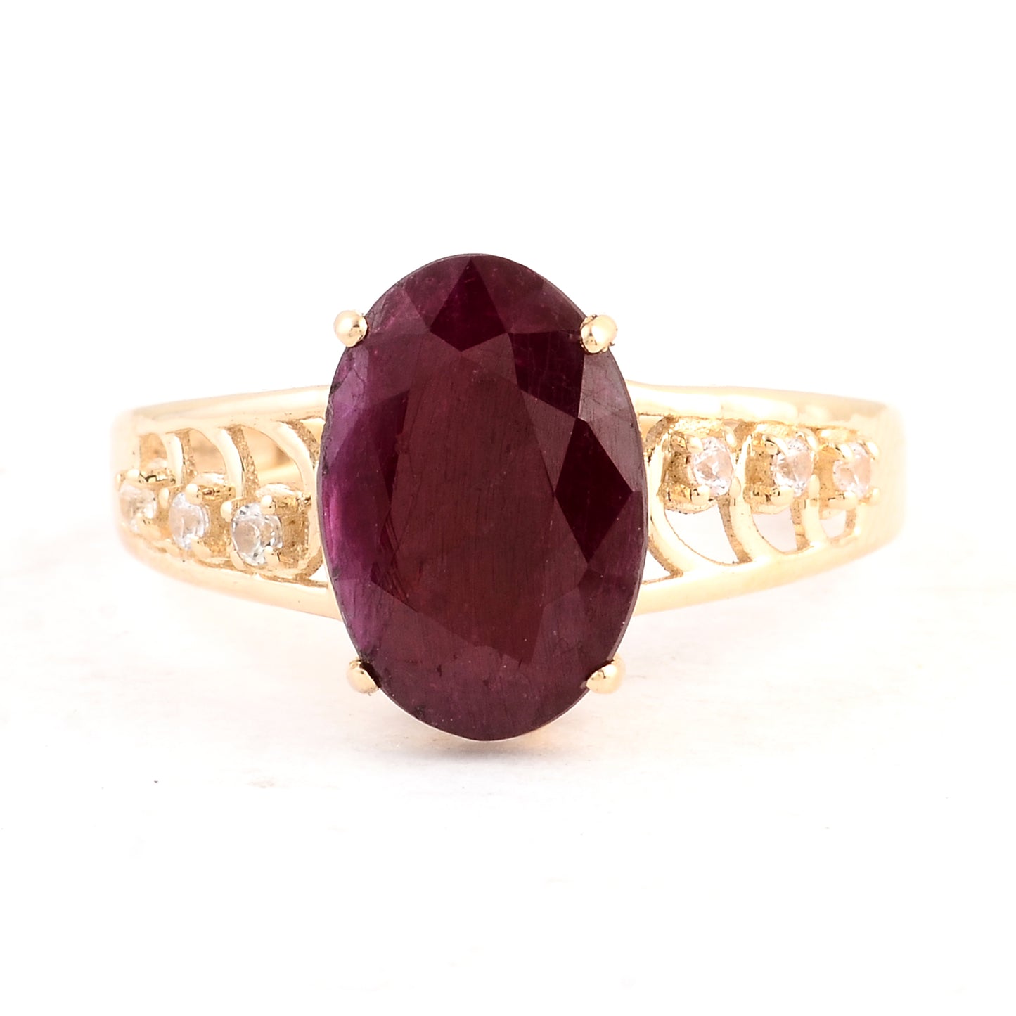3.40 Ct Oval Ruby 14K Gold Ring