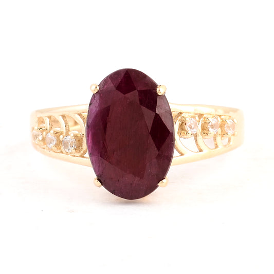 3.40 Ct Oval Ruby 14K Gold Ring