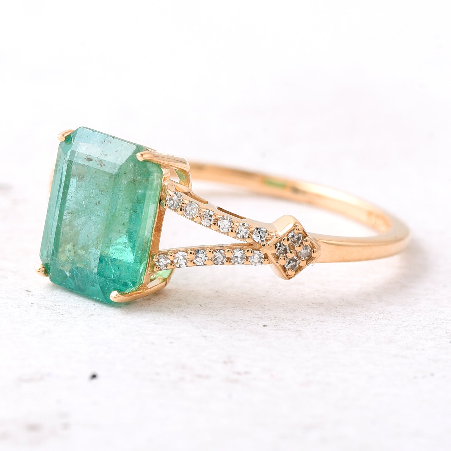 2.32 Ct Octagon Step Cut Natural Emerald 14K Gold Ring
