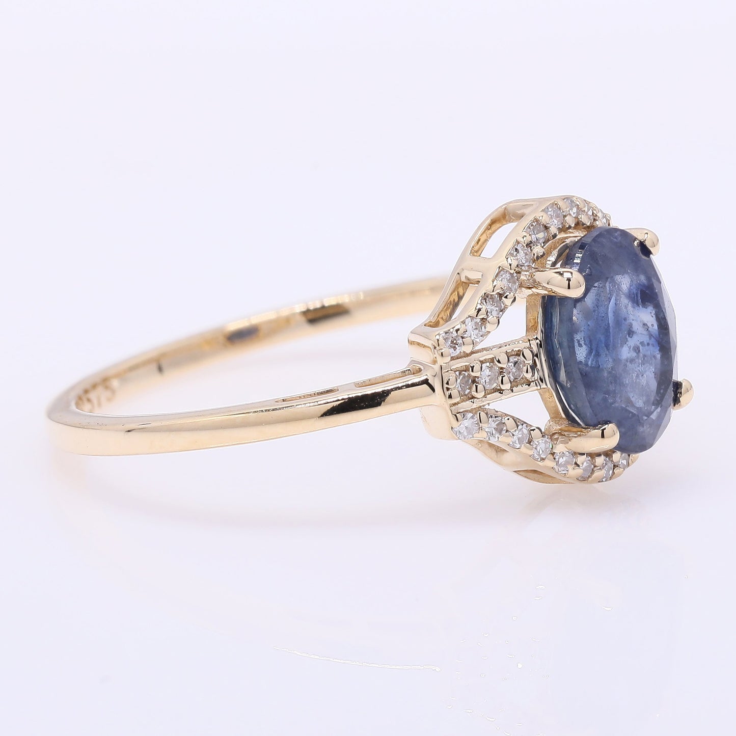 1.72 Ct Oval Mixed Cut Natural Sapphire 14K Gold Ring