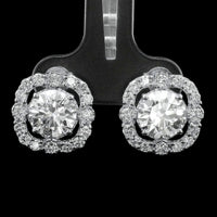 3.97 Ct Round Lab Grown Diamond 14K Gold Earrings