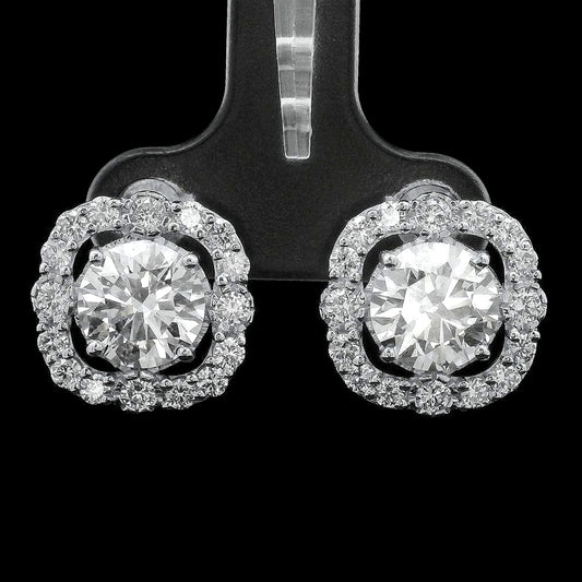 3.97 Ct Round Lab Grown Diamond 14K Gold Earrings
