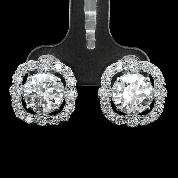 3.97 Ct Round Lab Grown Diamond 14K Gold Earrings
