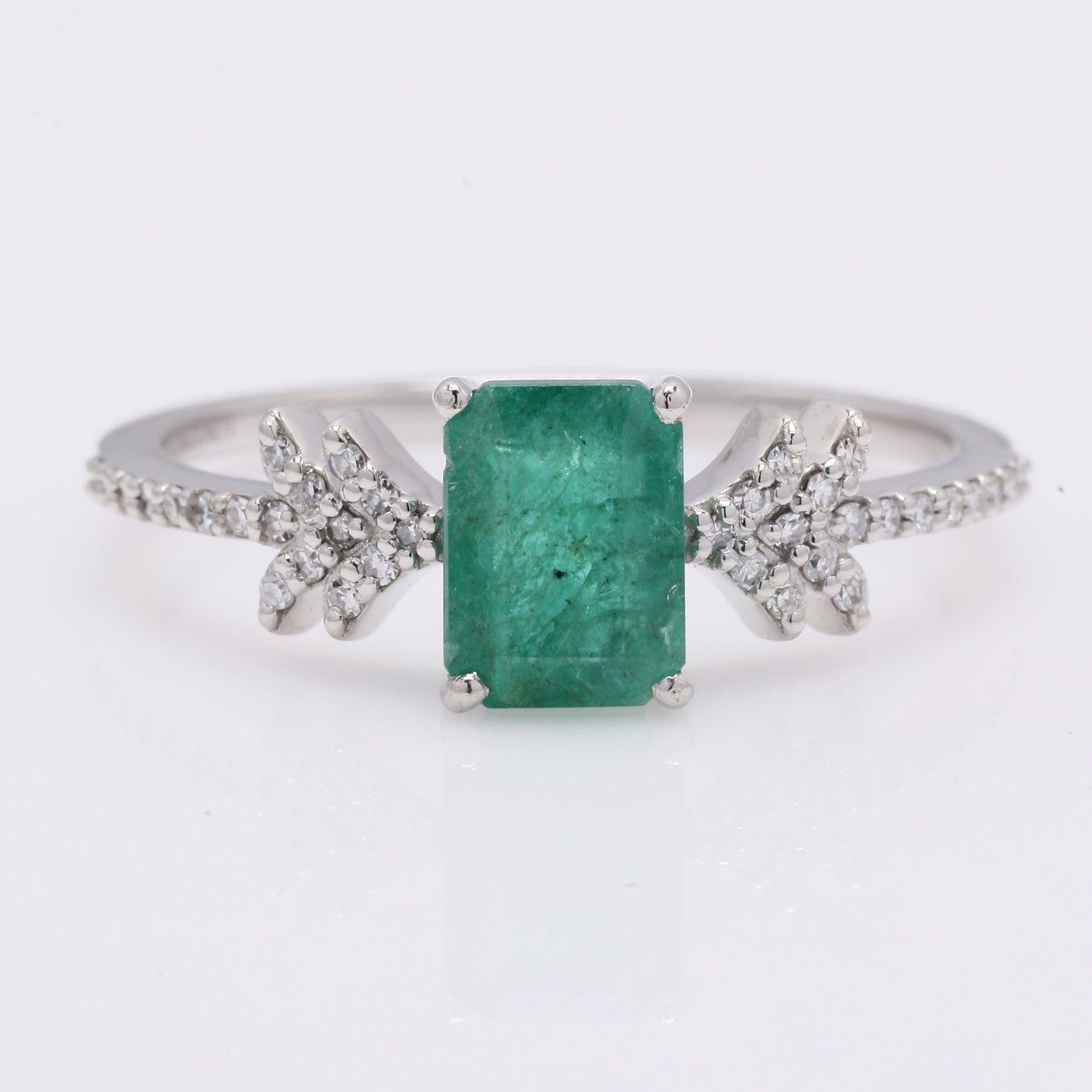 1.10 Ct Octagon Step Cut Natural Emerald 950 Platinum Ring