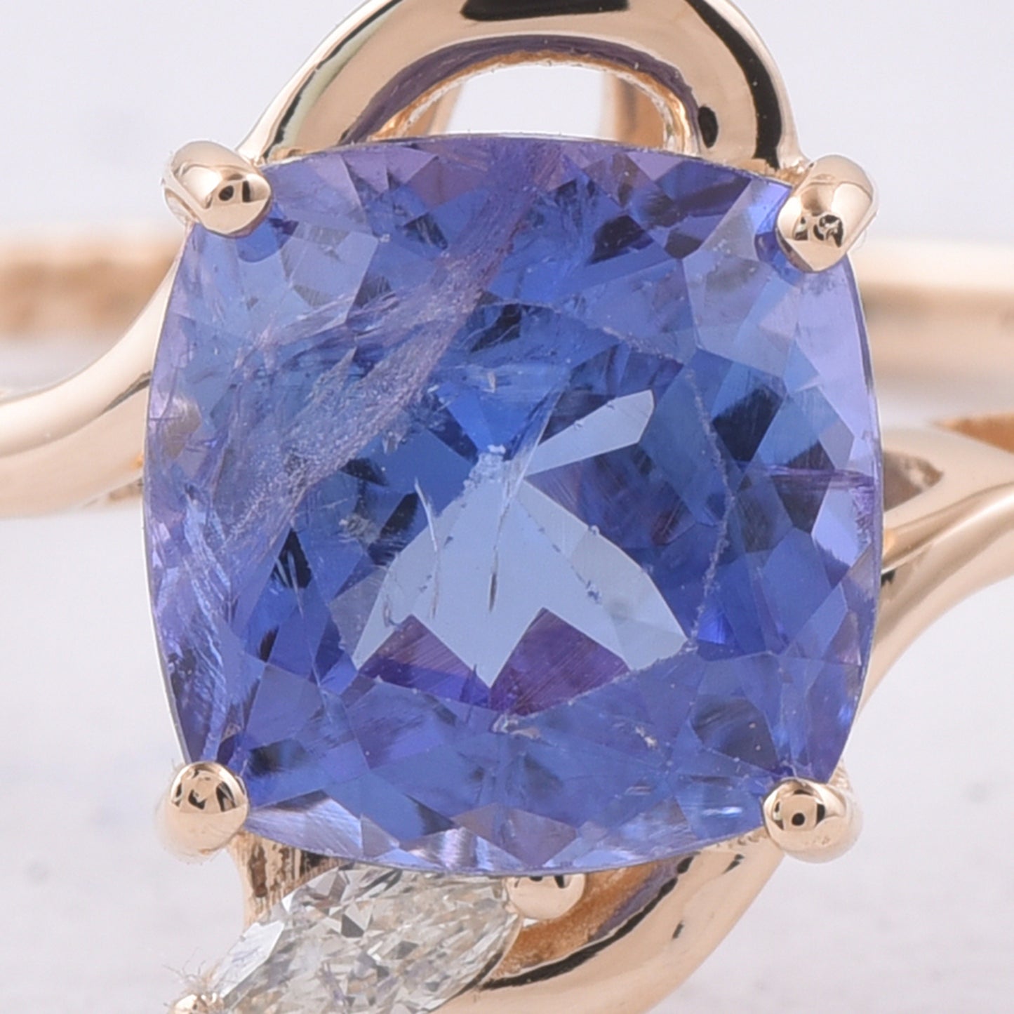 2.13 Ct Cushion Natural Tanzanite 14K Gold Ring