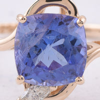 2.13 Ct Cushion Natural Tanzanite 14K Gold Ring