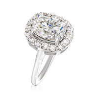 2.032 ct. t.w. Moissanite Halo Ring in Sterling Silver. Size 5