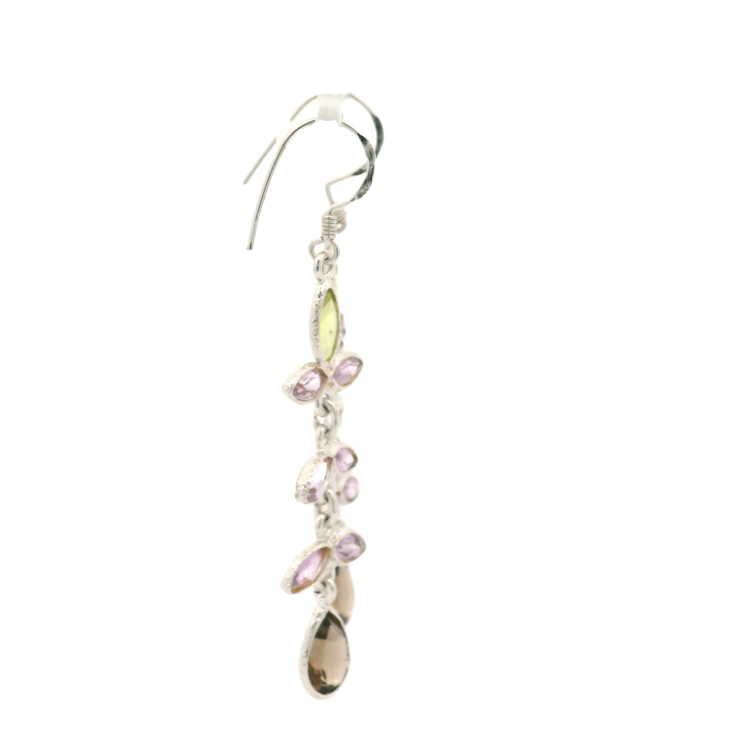 10.10 Ct Smoky Quartz, Peridot 925 Sterling Silver Earrings
