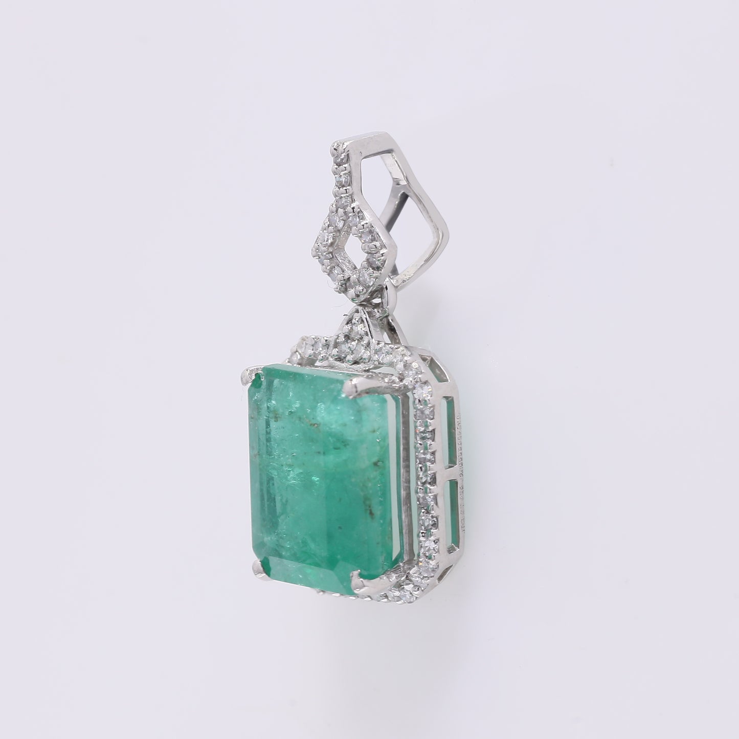 3.59 Ct Octagon Step Cut Natural Emerald 950 Platinum Pendant