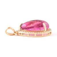 5.31 Ct Pear Cabochon Natural Pink Tourmaline 14K Gold Pendant