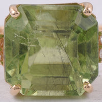 7.10 Ct Octagon Natural Peridot 14K Gold Ring