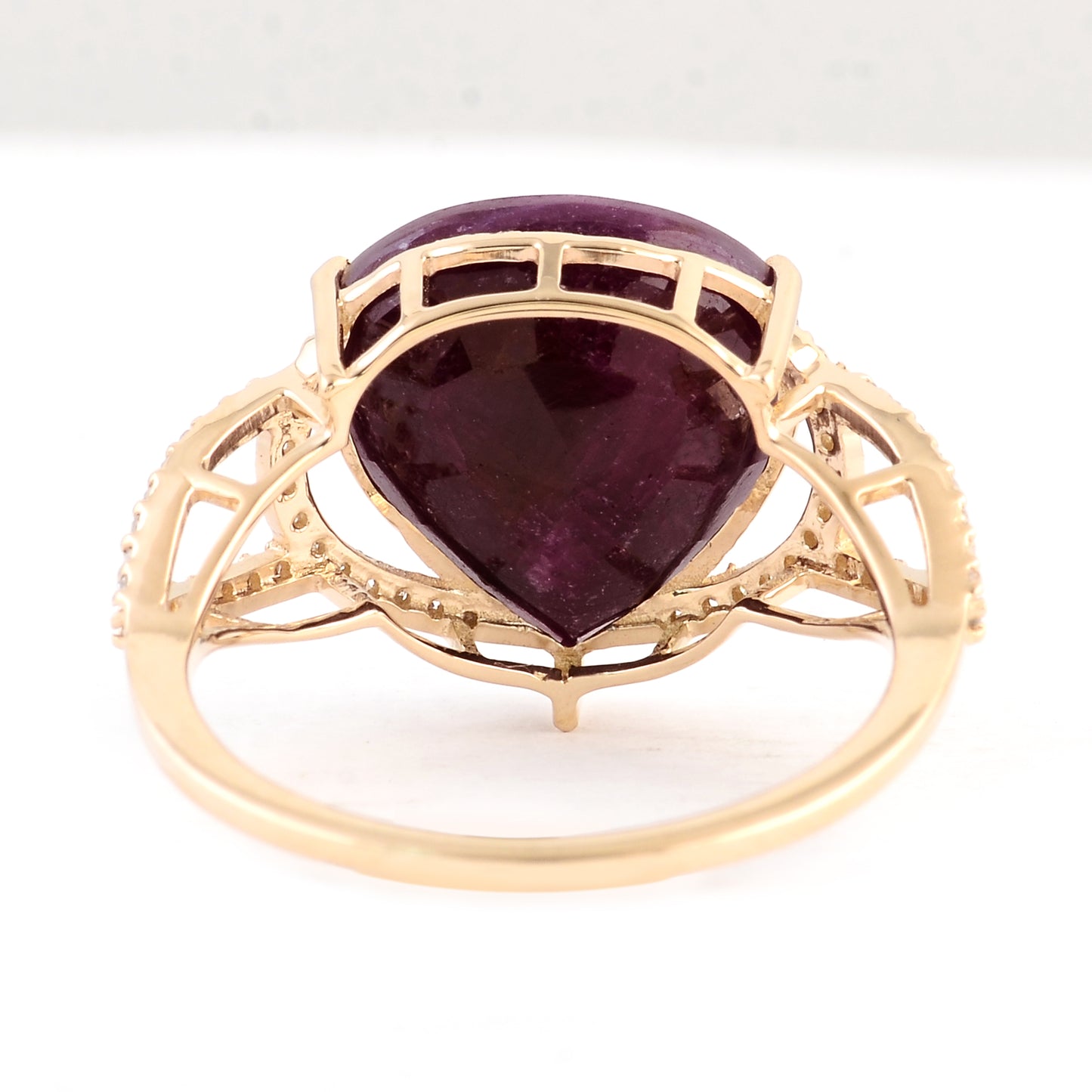 6.81 Ct Pear Mixed Cut Natural Corundum Ruby 14K Gold Ring