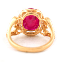 5.72 Ct Rectangular Cushion Mixed Cut Natural Corundum Ruby 18K Gold Ring