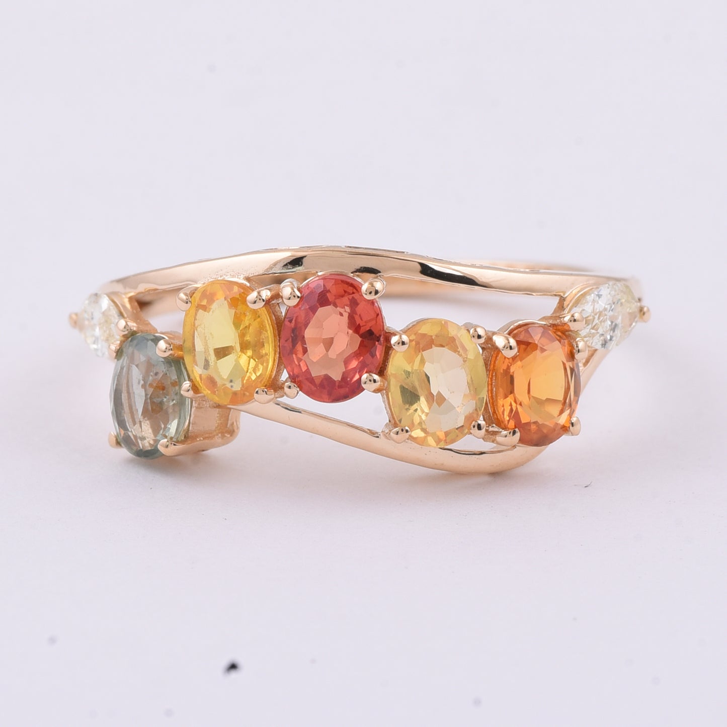 2.03 Ct Oval Natural Multi-Coloured Sapphire 14K Gold Ring
