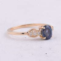 1.30 Ct Oval Natural Sapphire 14K Gold Ring