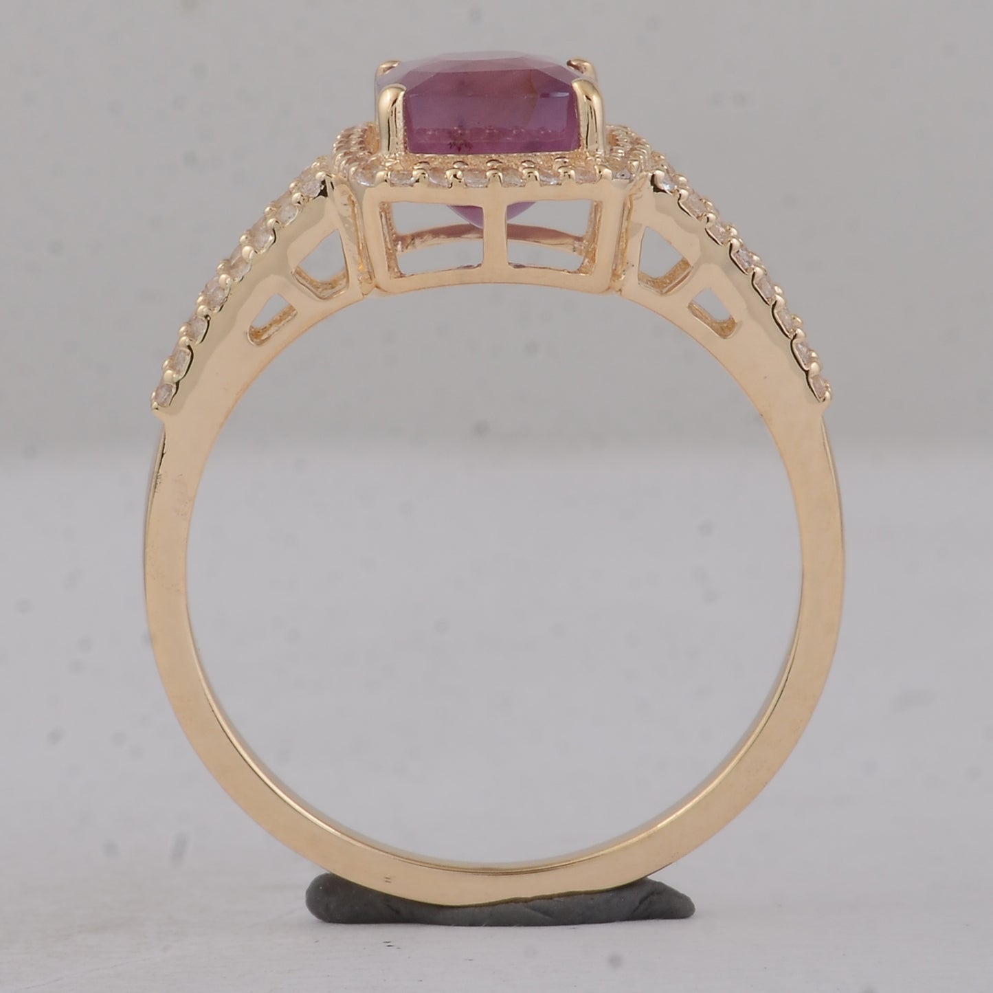 2.15 Ct Cushion Fancy Sapphire 9K Gold Ring