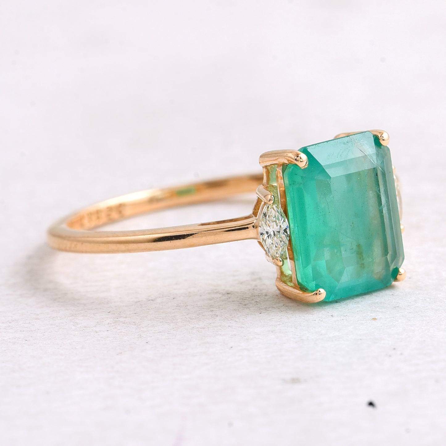 1.72 Ct Octagon Step Cut Natural Emerald 14K Gold Ring
