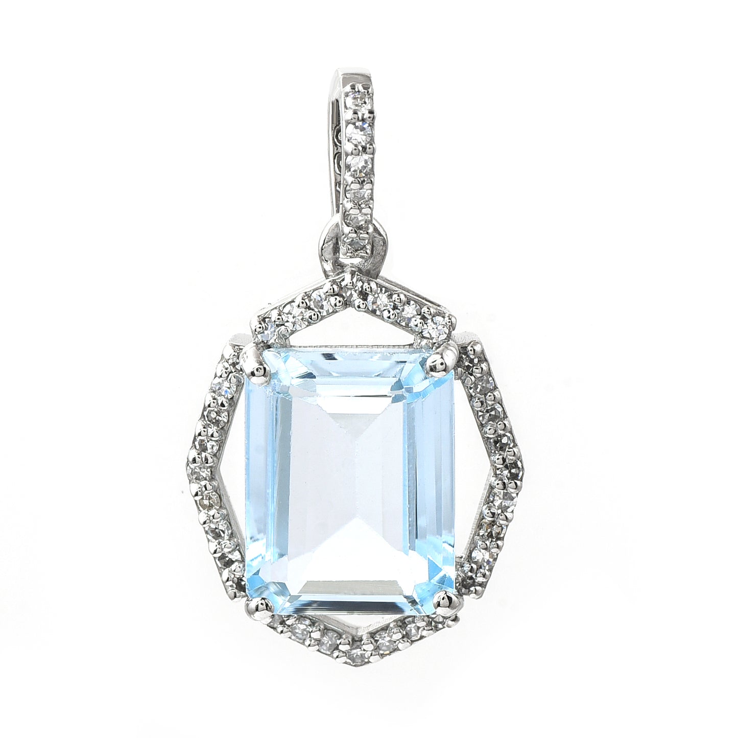 2.04 Ct Octagon Aquamarine 950 Platinum Pendant