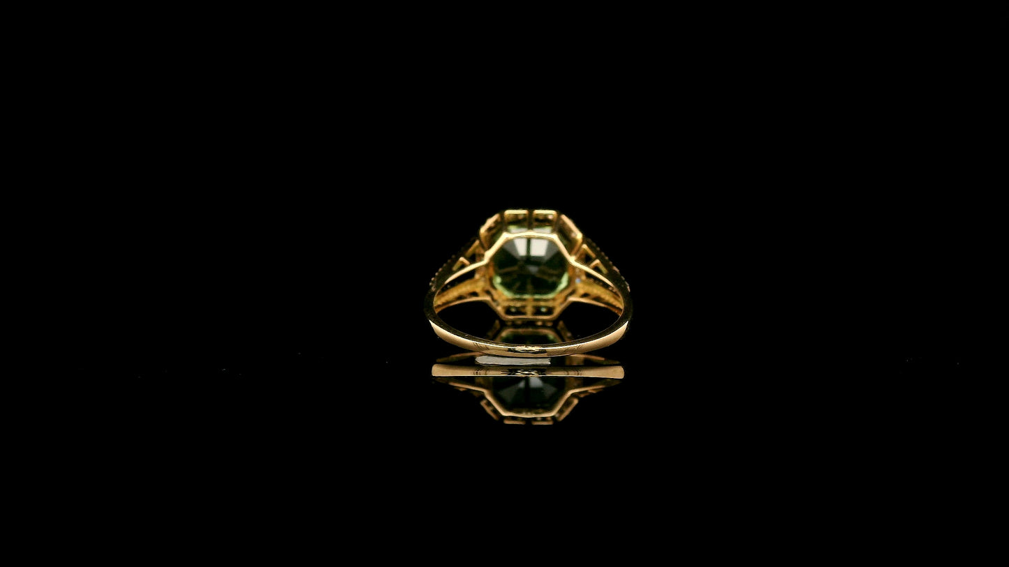4.30 Ct Octagon Natural Eridot 14K Gold Ring