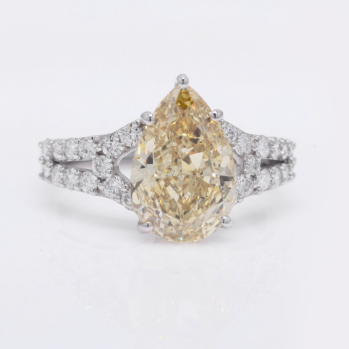 4.70 Ct Pear Modified Brilliant Lab Grown Diamond 950 Platinum Ring