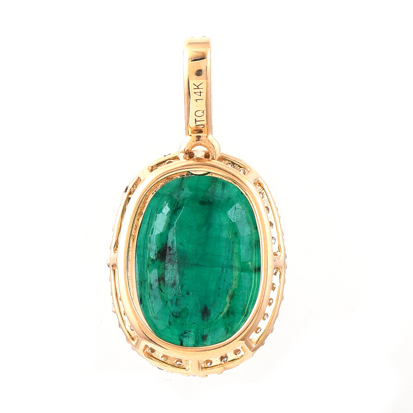 4.62 Ct Oval Mixed Cut Natural Emerald 14K Gold Pendant