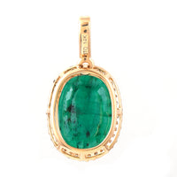 4.62 Ct Oval Mixed Cut Natural Emerald 14K Gold Pendant