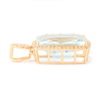6.38 Ct Cushion Mixed Cut Natural Aquamarine 14K Gold Pendant