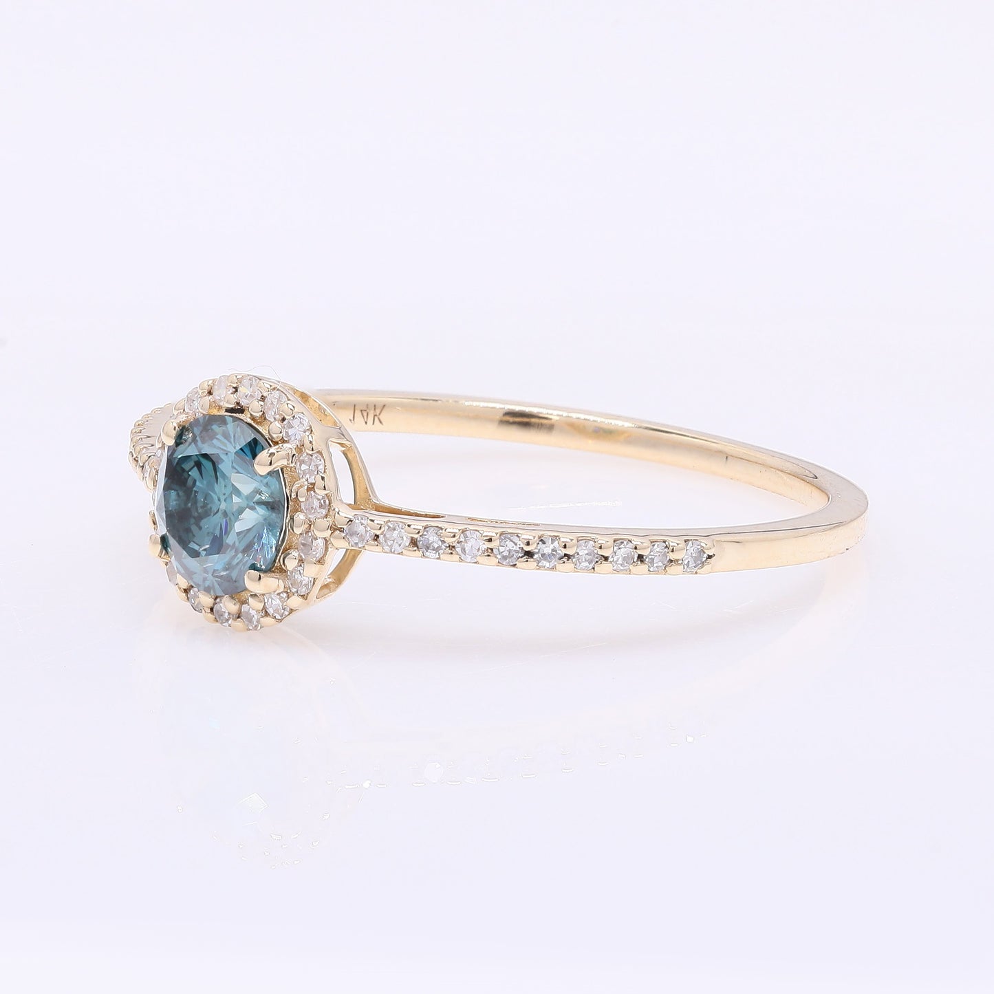 0.58 Ct Round Blue Diamond 14K Gold Ring