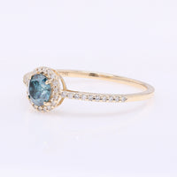 0.58 Ct Round Blue Diamond 14K Gold Ring