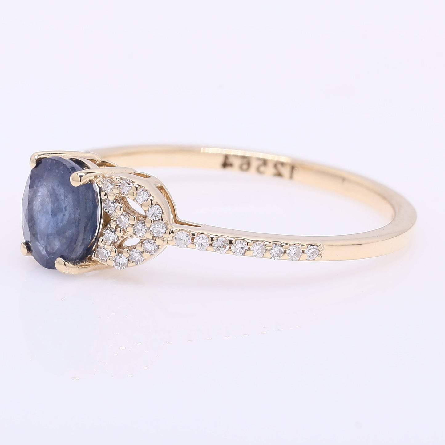 1.18 Ct Oval Mixed Cut Natural Sapphire 14K Gold Ring
