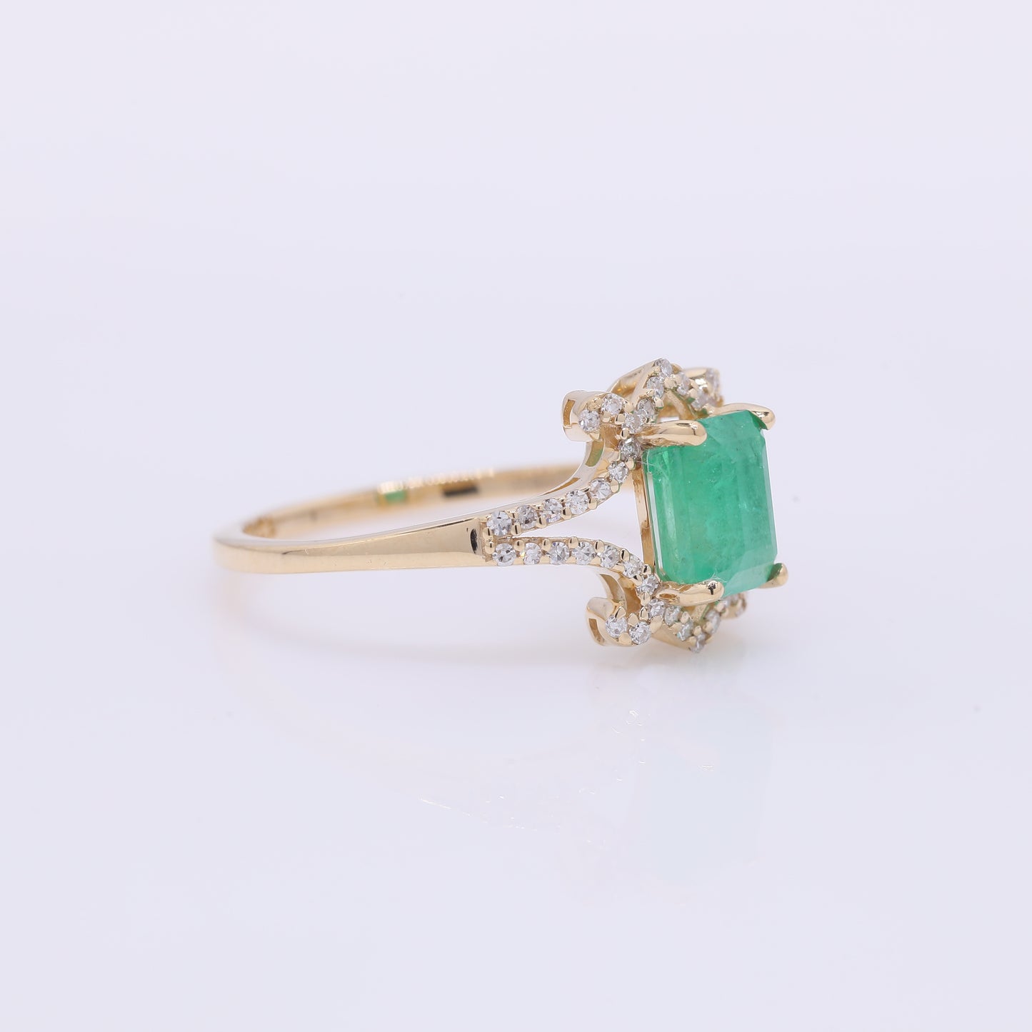 1.51 Ct Octagon Step Cut Natural Emerald 14K Gold Ring