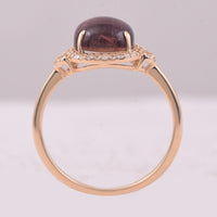 2.86 Ct Cushion Cabochon Cut Natural Tourmaline 14K Gold Ring