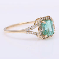 1.01 Ct Octagon Step Cut Natural Emerald 14K Gold Ring
