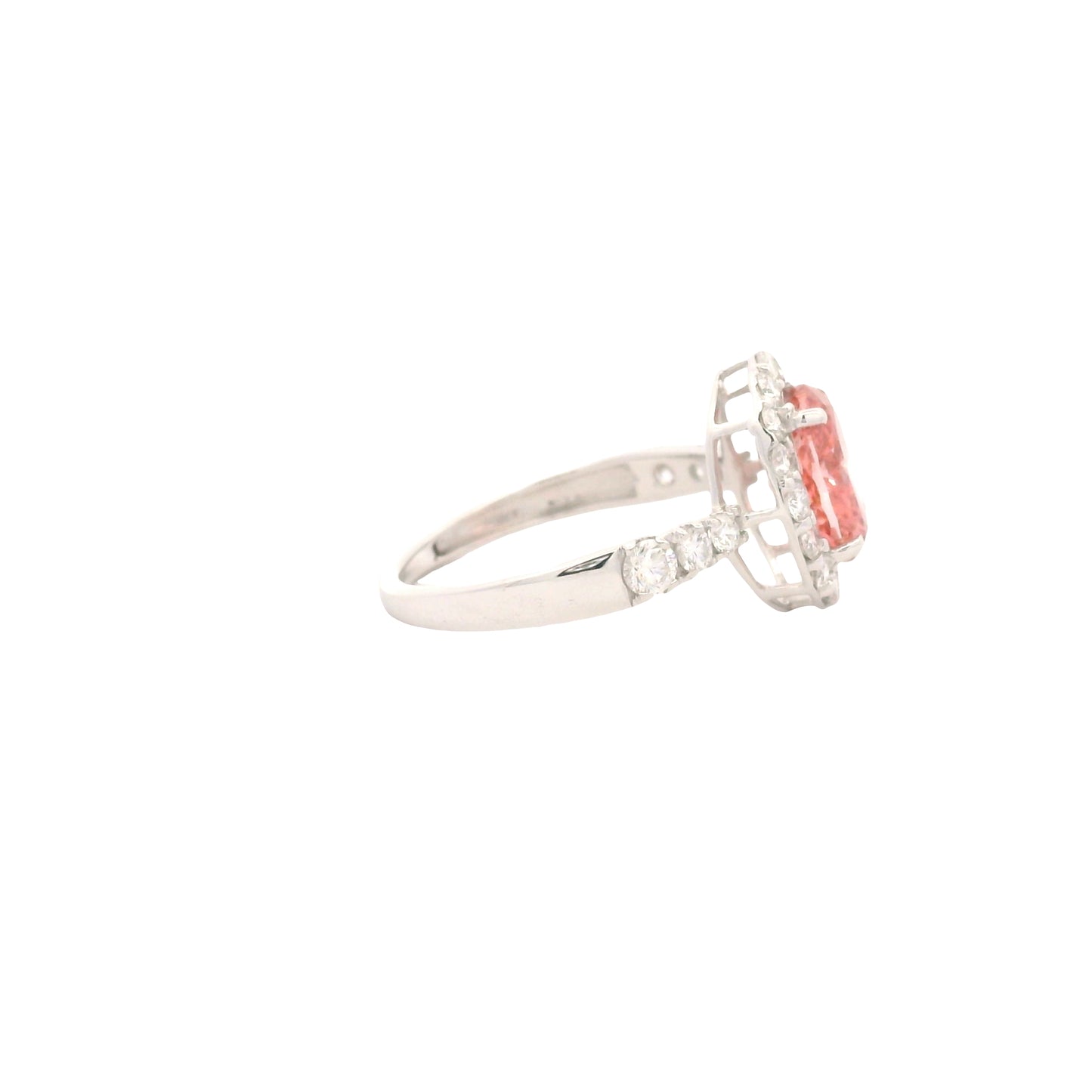 2.61 Carats Pink Lab Grown Diamond 14K Gold Ring