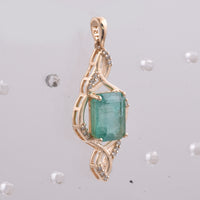 2.52 Ct Octagon Step Cut Natural Emerald 14K Gold Pendant