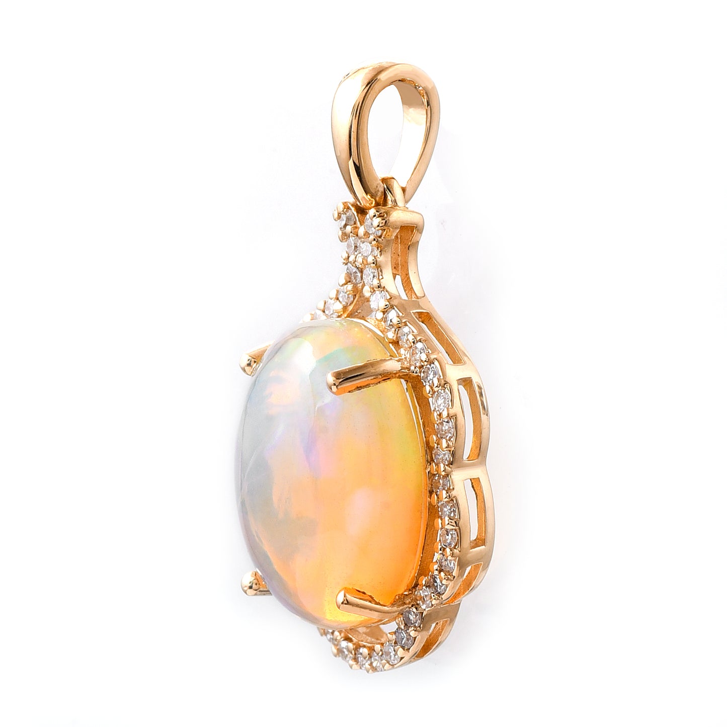 2.70 Ct Oval Cabochon Cut Natural Opal 14K Gold Pendant
