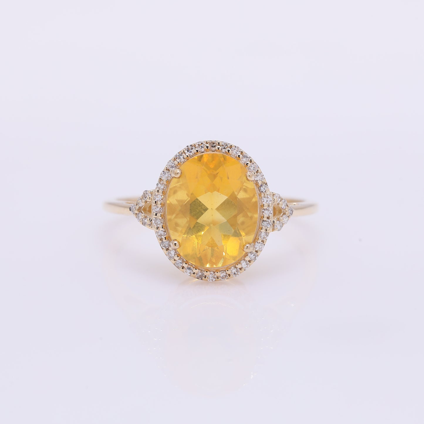 1.85 Ct Oval Mixed Cut Natural Fire Opal 14K Gold Ring