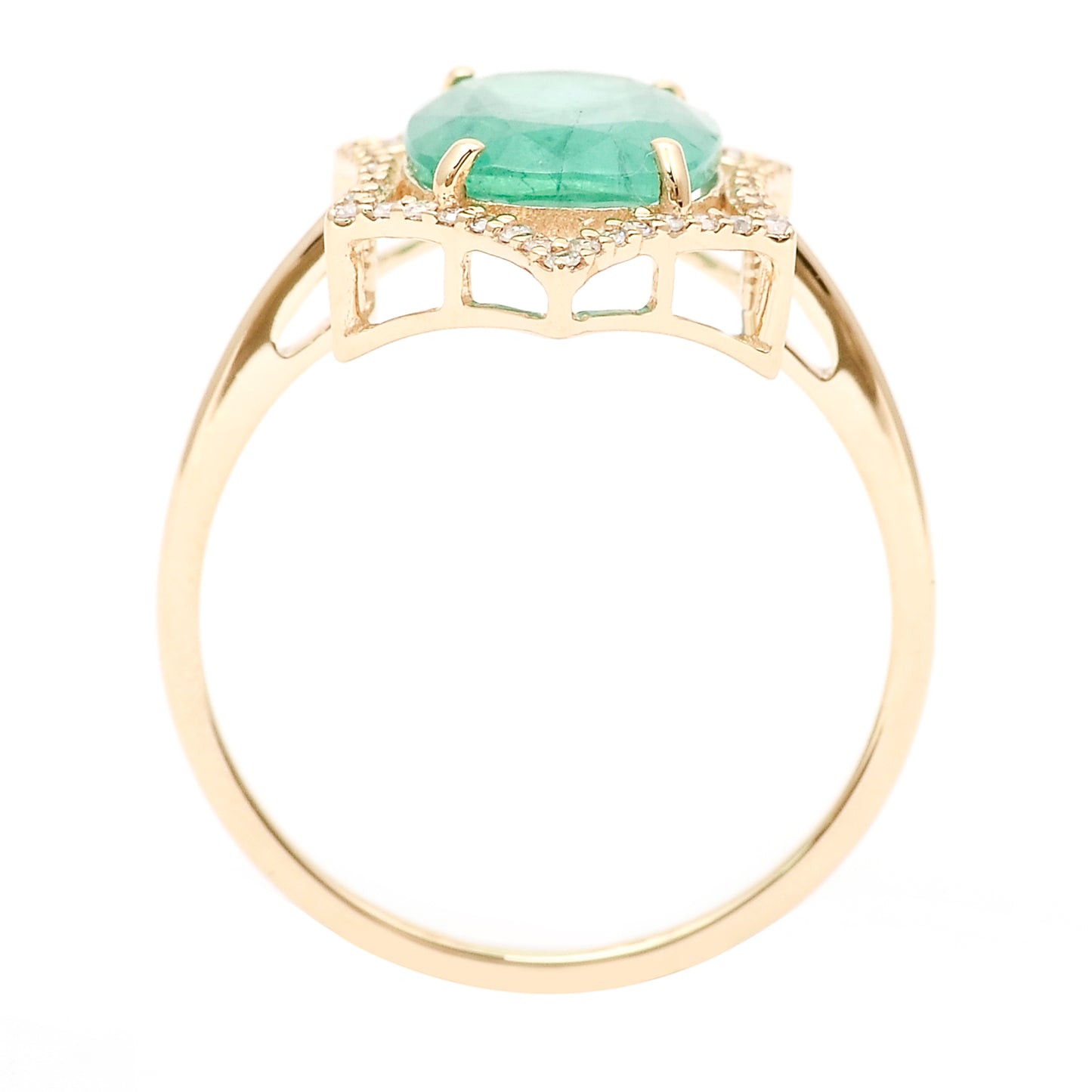 2.22 Ct Cushion Mixed Cut Natural Emerald 14K Gold Ring