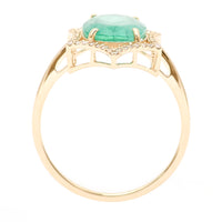 2.22 Ct Cushion Mixed Cut Natural Emerald 14K Gold Ring