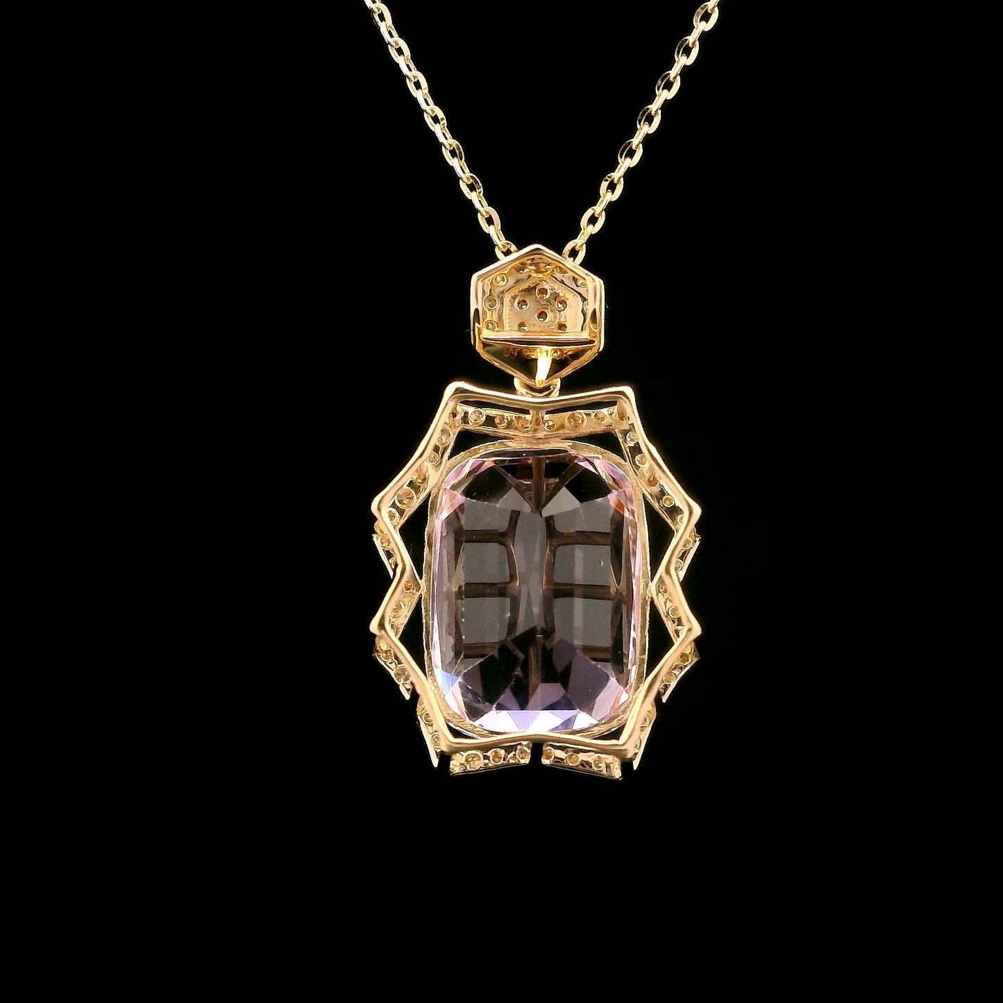 8.53 Ct Cushion Kunzite 14K Gold Pendant