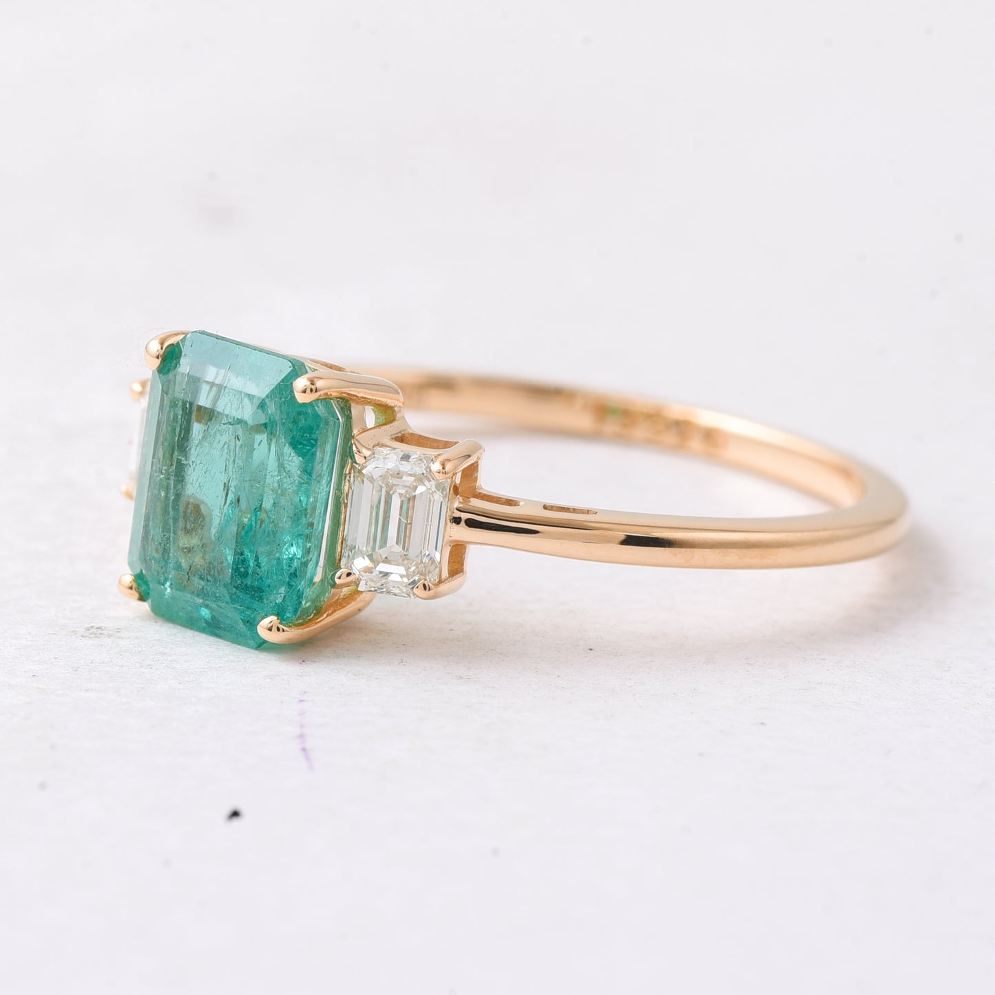 1.74 Ct Octagon Step Cut Natural Emerald 14K Gold Ring