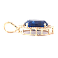 3.95 Ct Cushion Mixed Cut Natural Sapphire 14K Gold Pendant