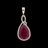 3.66 Ct Pear Mixed Cut Natural Ruby 14K Gold Pendant