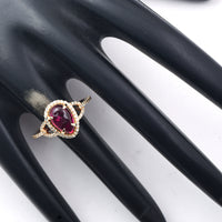2.35 Ct Pear Cabochon Natural Rubellite 14K Gold Ring