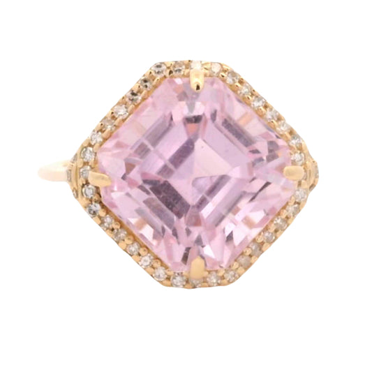 6.20 Ct Cushion Kunzite 14K Gold Ring