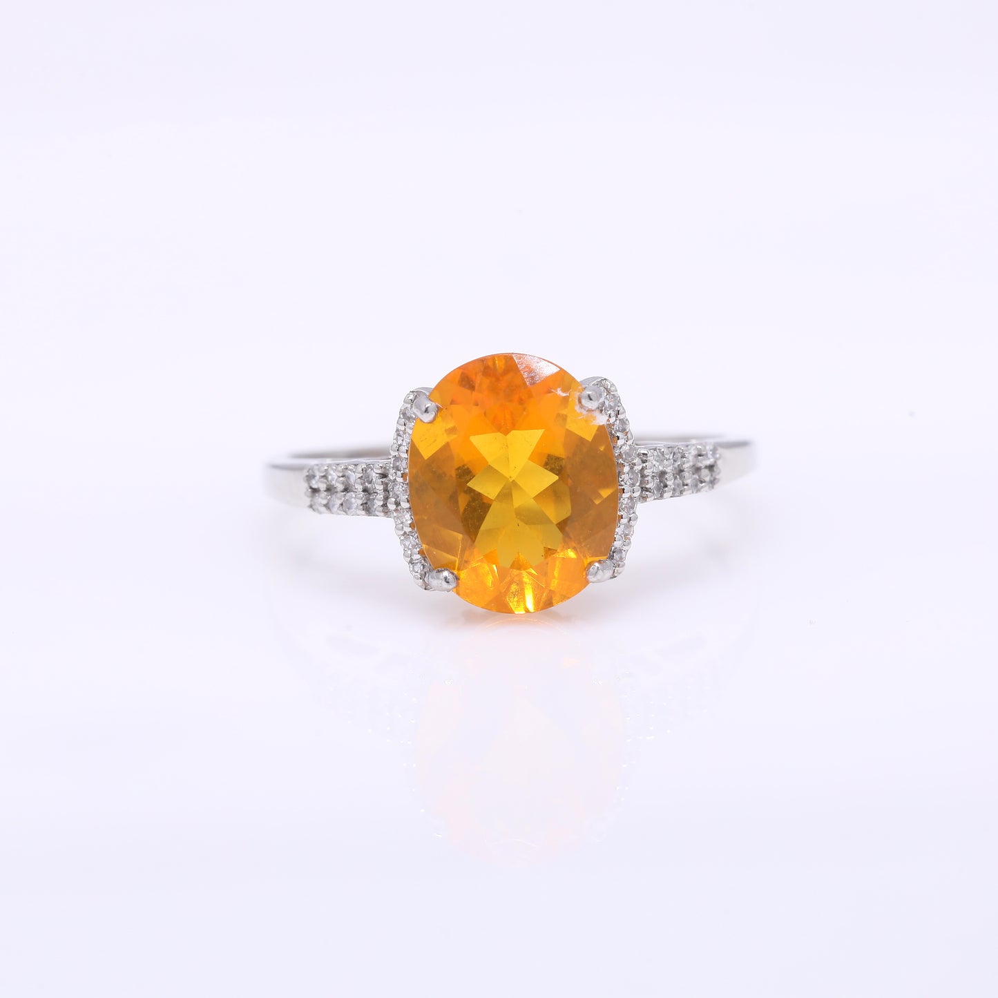 1.73 Ct Oval Mixed Cut Natural Fire Opal 950 Platinum Ring