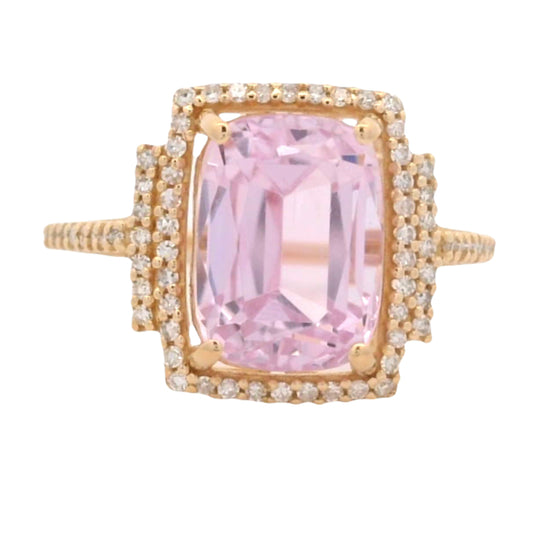 4.75 Ct Cushion Kunzite 14K Gold Ring