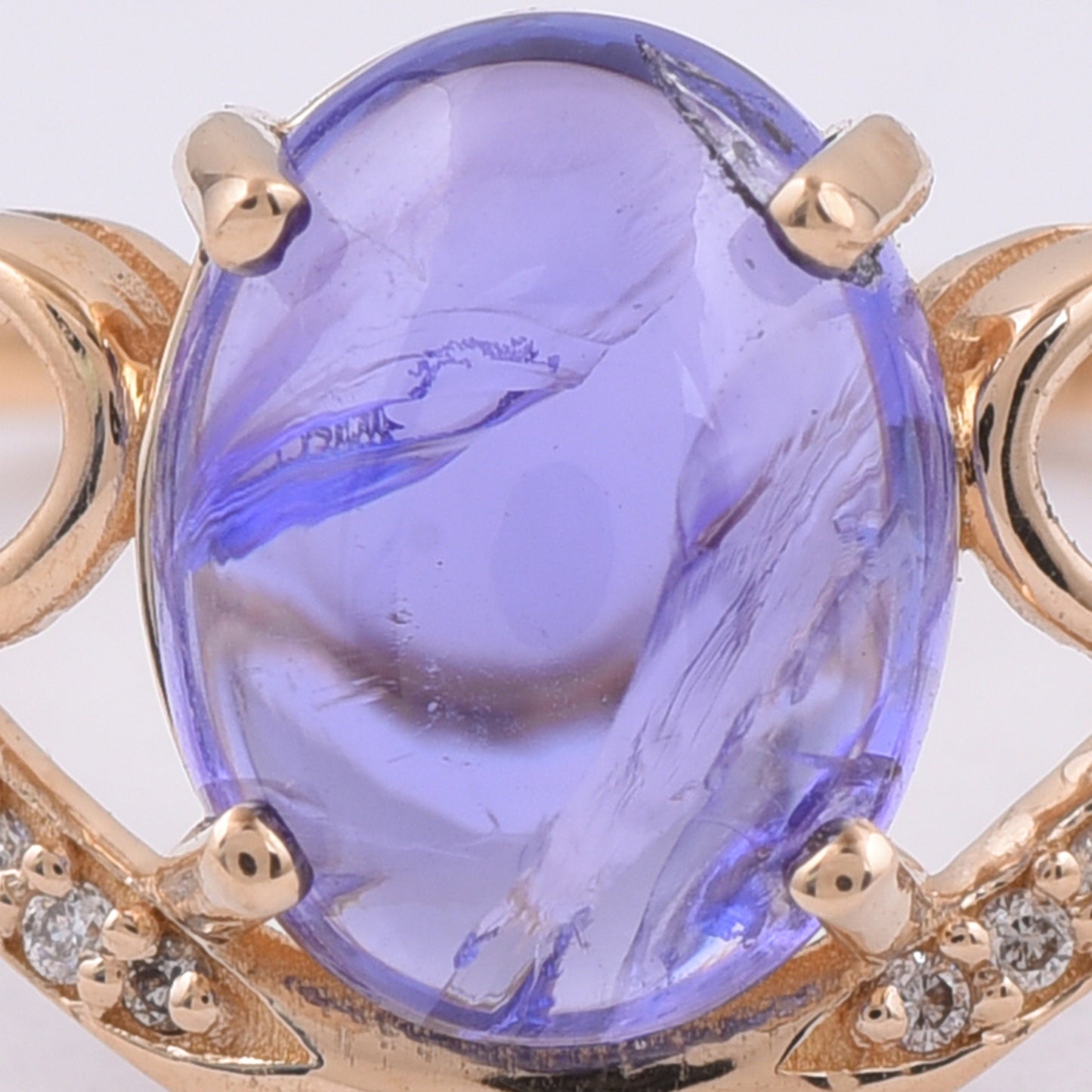2.55 Ct Oval Cabochon Cut Natural Tanzanite 14K Gold Ring