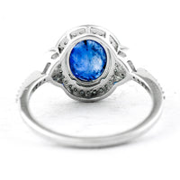 2.84 Ct Oval Mixed Cut Natural Sapphire 950 Platinum Ring